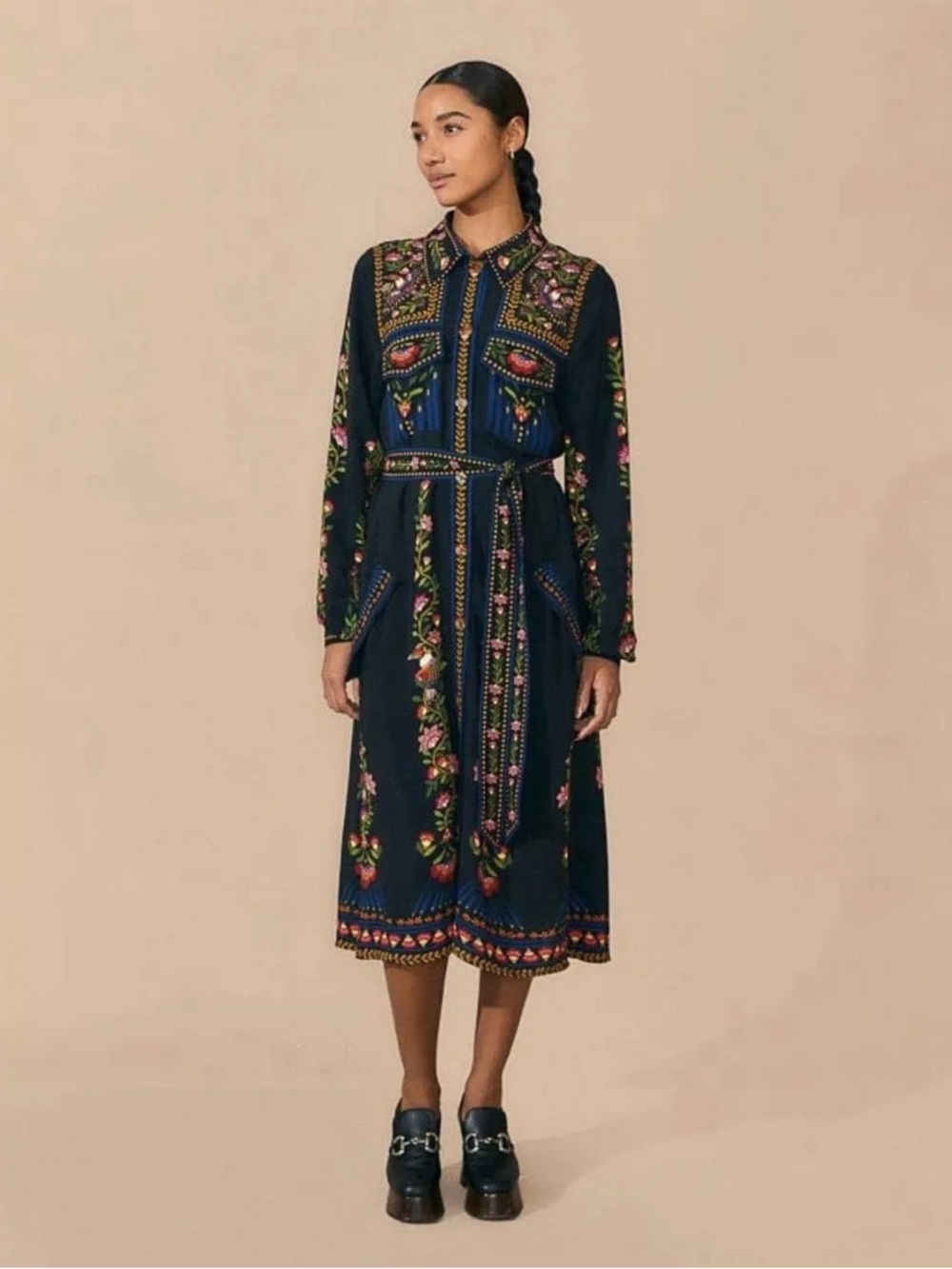 Farm Rio Black Toucan Garden Midi Dress- Size Medium - Picture 6 of 6